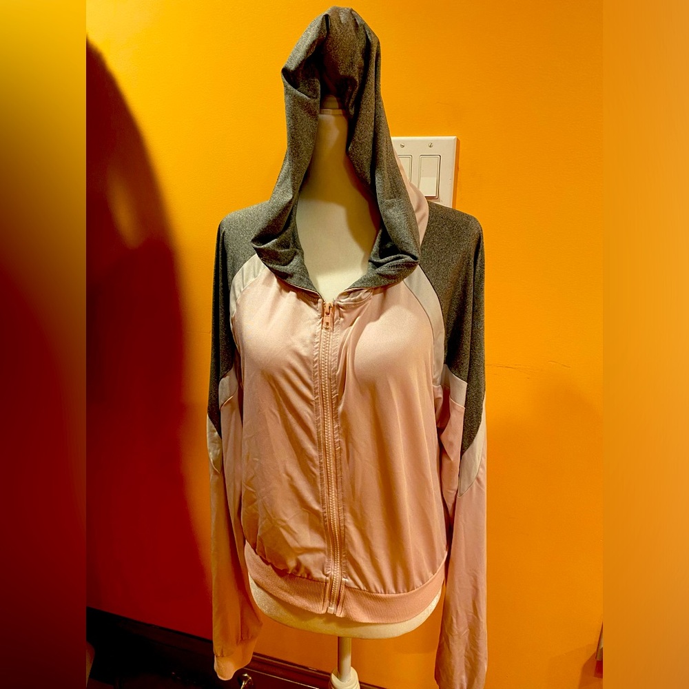 Stella Viva Women’s Zip Hoodie, Size Large, Color Pink\Grey